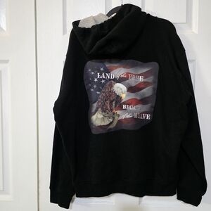 The Bradford Exchange Black Zip Up Sweater American Flag Patch On Sleeve